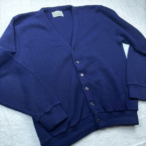 Sears Kings Road Men's Store Vintage 70s Navy Blue Cardigan Sweater XL Grandpa
